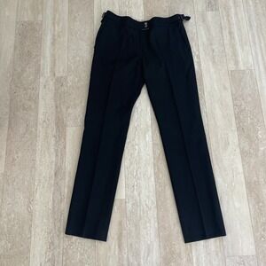 Burberry Womens Wool Straight Leg Pleated Dress Pants Black Office Work Size 10